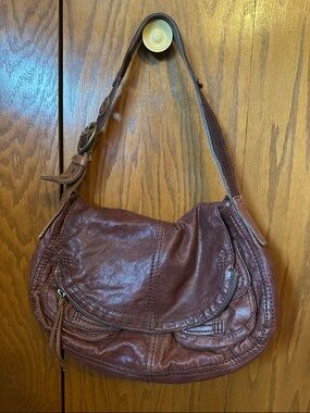 Lucky Brand Distressed Brown Leather Shoulder Bag